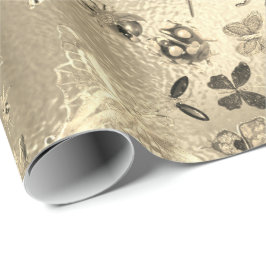 Champaigne Guld Meadow Butterfly Insekter Gems Presentpapper