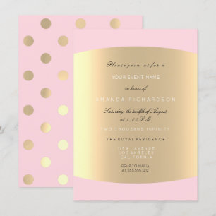 Champaigne Guld Polka dots Sepia Ro Rosa Pastel Inbjudningar