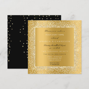 Champaigne Guld Svart Konfetti Sepia Glitter VIP Inbjudningar