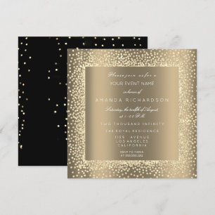 Champaigne Sepia Guld Glitter Confetti Formal VIP Inbjudningar