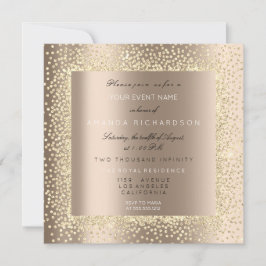 Champaigne Sepia Guld Glitter Elfenben Konfetti Ly Inbjudningar
