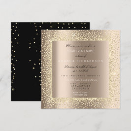Champaigne Sepia Guld Glitter Elfenben Konfetti Ly Inbjudningar
