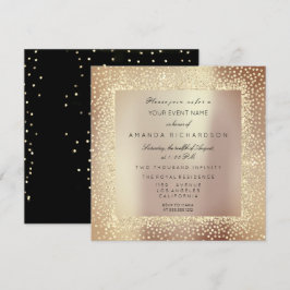 Champaigne Sepia Guld Glitter Konfetti Rosa Glam Inbjudningar