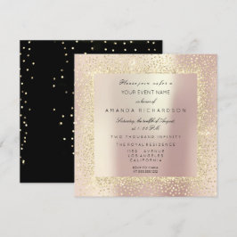 Champaigne Sepia Guld Glitter Konfetti Rosa Pärla Inbjudningar