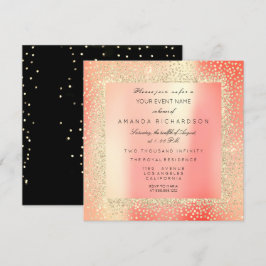 Champaigne Sepia Guld Glitter Konfetti Rosa Persik Inbjudningar