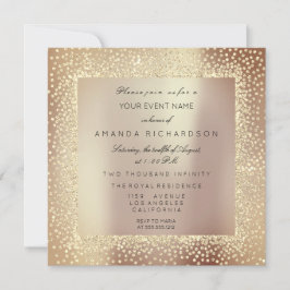 Champaigne Sepia Guld Glitter Konfetti Rose Glam Inbjudningar