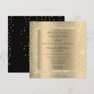 Champaigne Sepia Guld Glitter Svart Konfetti VIP Inbjudningar
