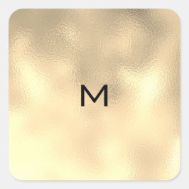 Champaigne Sepia Guld Metall minimal monogramOSA Fyrkantigt Klistermärke