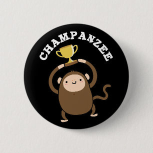 Champanzee Funny Champ Chimpanzee Pun Mörk BG Knapp