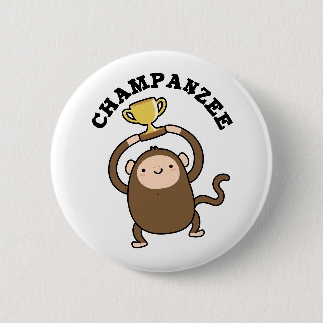 Champanzee Funny Champion Chimpanzee Pun Knapp (Framsida)