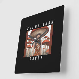 Champignon Rouge Fyrkantig Klocka