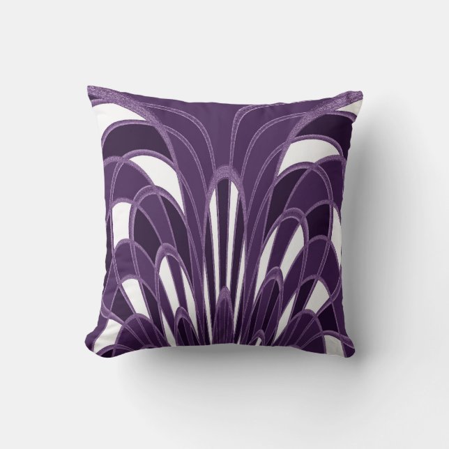 Champinjonabstrakt - art déco - plommon kudde (Framsida)
