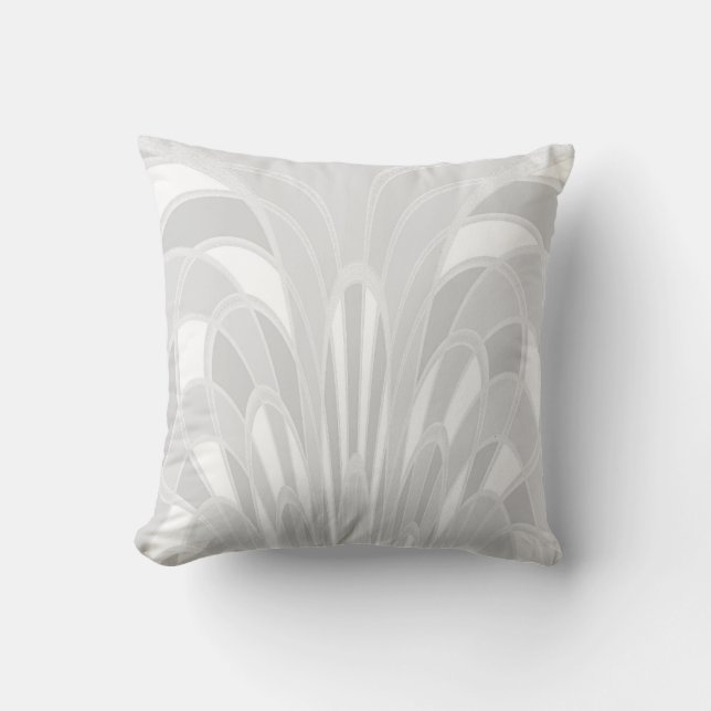 Champinjonabstrakt - art déco - vit kudde (Framsida)