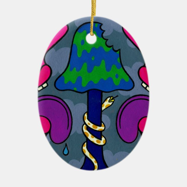 Champinjonsvårmod #2 julgransprydnad keramik (Framsidan)