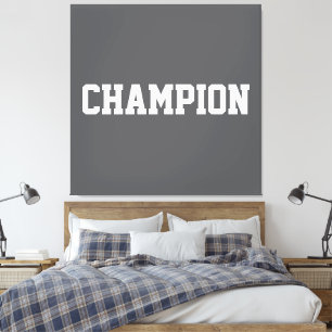 CHAMPION Atletisk Vit Text På Moderna Grå Canvastryck