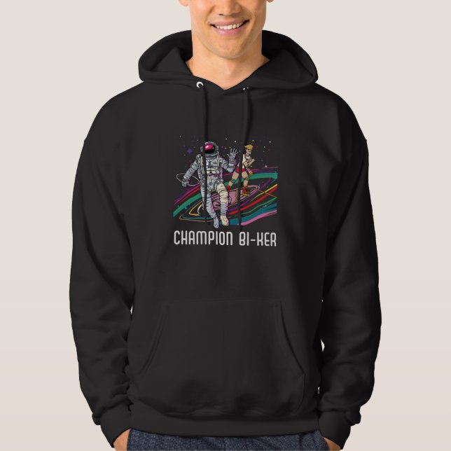 Champion Bi ker Bicycle Bisexual Rainbow Pride LGB Hoodie (Framsida)
