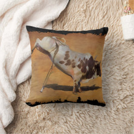 Champion Bucking Rodeo Bull on faux Parchment Kudde