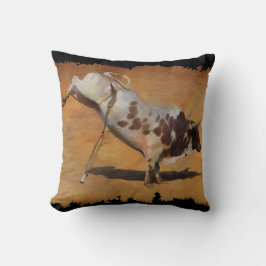 Champion Bucking Rodeo Bull on faux Parchment Kudde