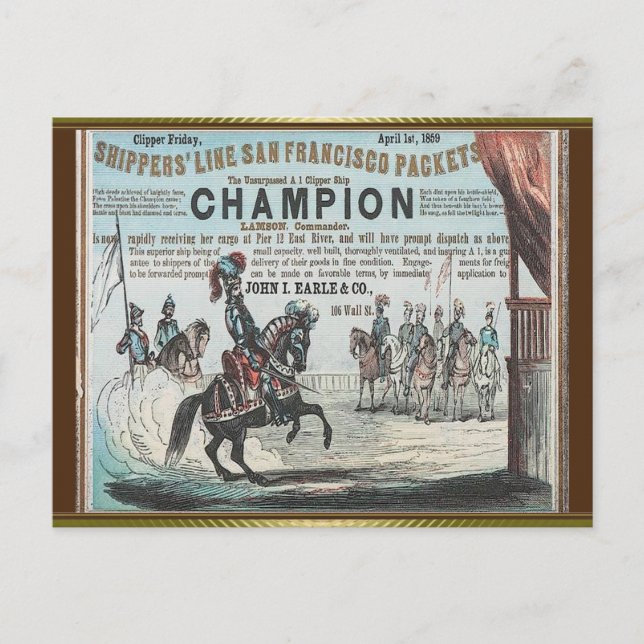 Champion Clipper Sailing Vykort (Framsida)