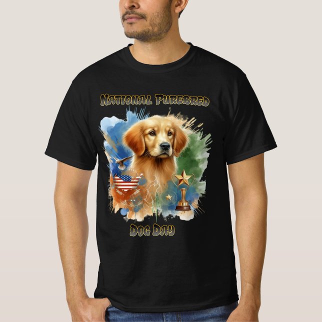 Champion Golden Retriever Sparkles med trofé T Shirt (Framsida)