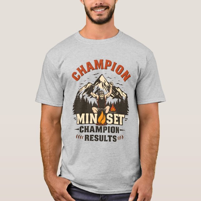Champion Mindset, Champion Results gym-etikett T-S T Shirt (Framsida)
