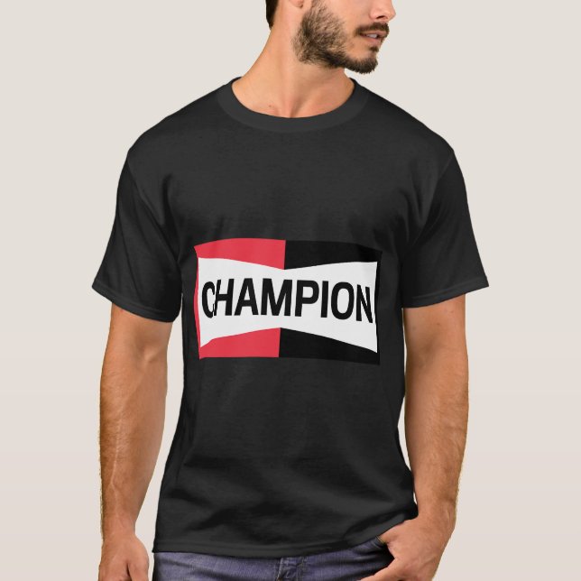 Champion Motor Sports Spark Plug T Shirt (Framsida)