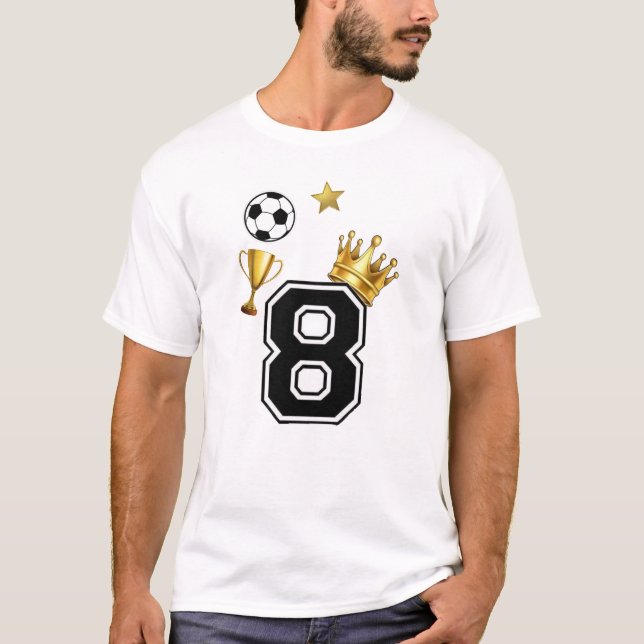 Champion Nummer 8 Fotboll Kronor Herr Basi T Shirt (Framsida)
