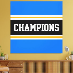 CHAMPION Roligt Bright Athletic Blue Black Rand Canvastryck