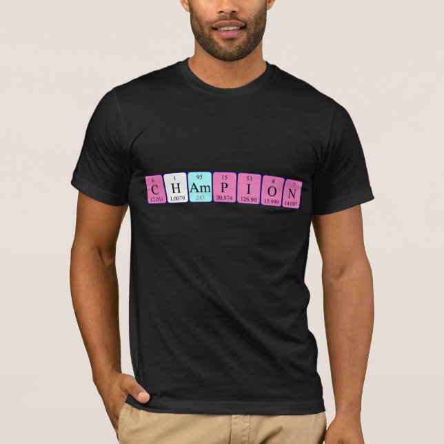 Champion-skjorta bord namn t-shirt (Framsida)