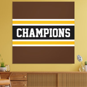 CHAMPION Sporty Brown Black Gult Rand Canvastryck