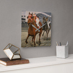 Champion Thoroughborn Tävling Horse Wins Fyrkantig Klocka