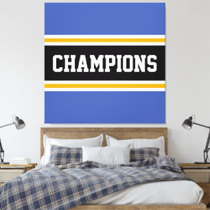 CHAMPIONER Athletic Blue Gult Black White Rand Canvastryck