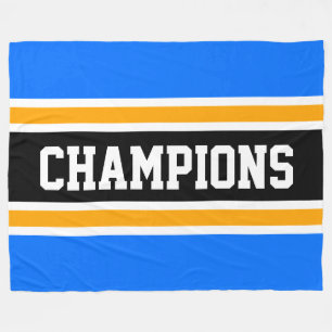 CHAMPIONER Bold Blue Black Gult Rand Fleecefilt