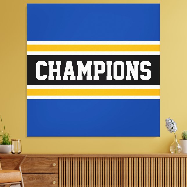 CHAMPIONER Sporty Bold Blue Black Gult Rand Canvastryck (Insitu (Vardagsrum))