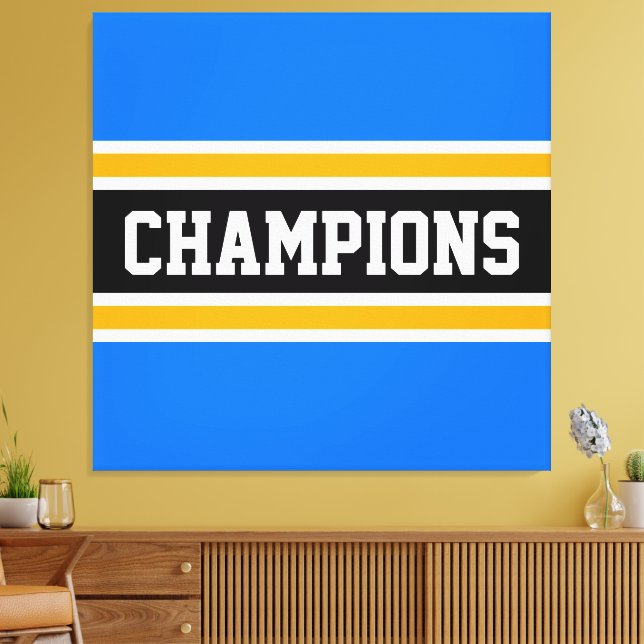 CHAMPIONER Sporty Bright Blue Black Gult Rand Canvastryck (Insitu (Vardagsrum))