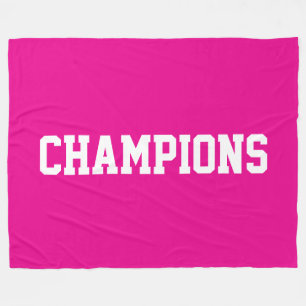 CHAMPIONS Atletisk Vit Text På Ljus Rosa Fleecefilt