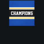 CHAMPIONS Bright Athletic Black Rand Canvastryck<br><div class="desc">Den här färgstarka,  sportiska designen har en atletisk CHAMPIONstext inuti ett stort svart vågrät i mitten av tävla rand med intilliggande gyllene gult och vita ränder mot yttre ränder i kant. Färg och text i den här utformningen kan vara personlig.</div>