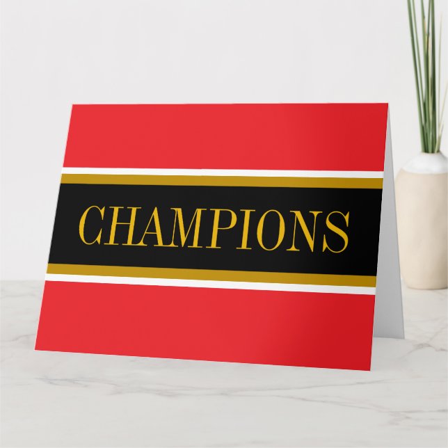 CHAMPIONS Ljust Röd Svart Vit Racingränder  Tack Kort (Framsida)