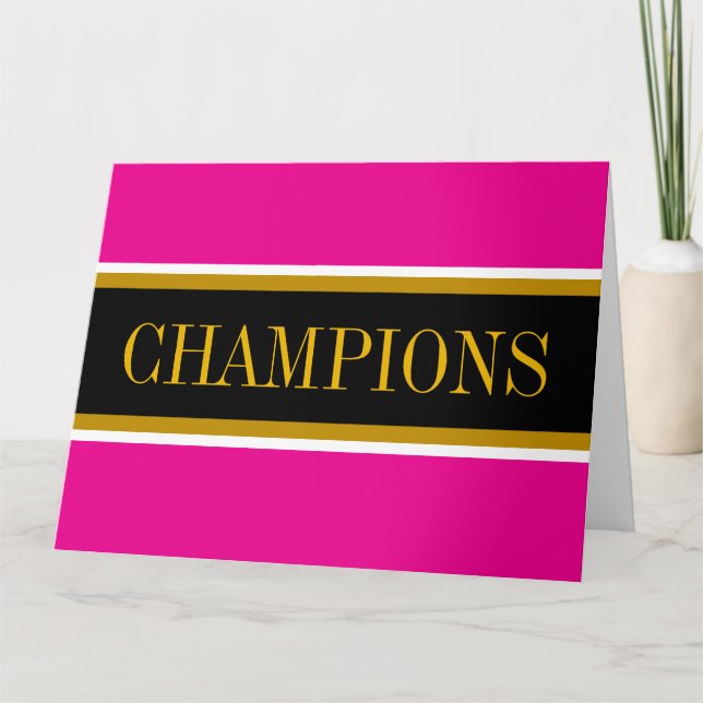CHAMPIONS Ljust Rosa Svart Vitt Racingränder  Tack Kort (Framsida)