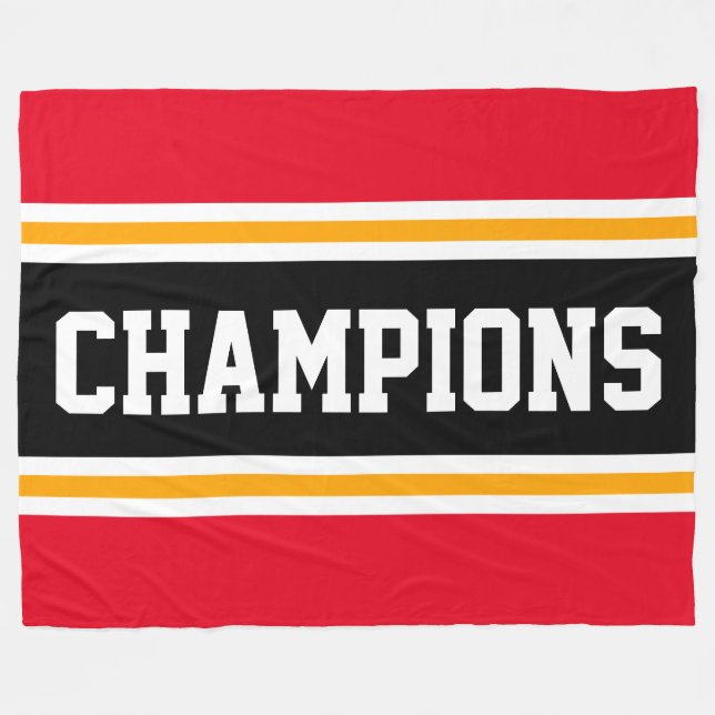 CHAMPIONS Roligt Athletic Bright Red Black Rand Fleecefilt (Framsidan (Horisontell))