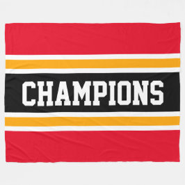 CHAMPIONS Roligt Bright Red Black Gult Rand Fleecefilt