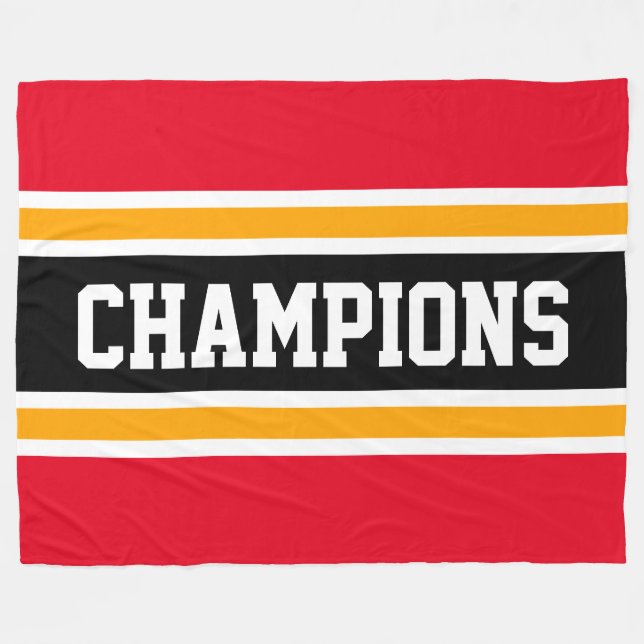 CHAMPIONS Roligt Bright Red Black Gult Rand Fleecefilt (Framsidan (Horisontell))