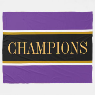 CHAMPIONS Royal Purple Svart Vitt Racingränder Fleecefilt