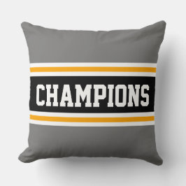 CHAMPIONS Sporty Roligt Grått Black Athletic Rand Kudde