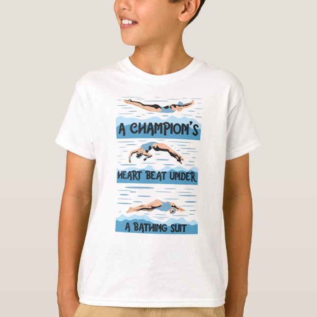 Champions Swimmer - Bathing Kostym T Shirt (Framsida)