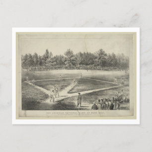 Championship Baseball, 1866, av Currier & Ives Vykort