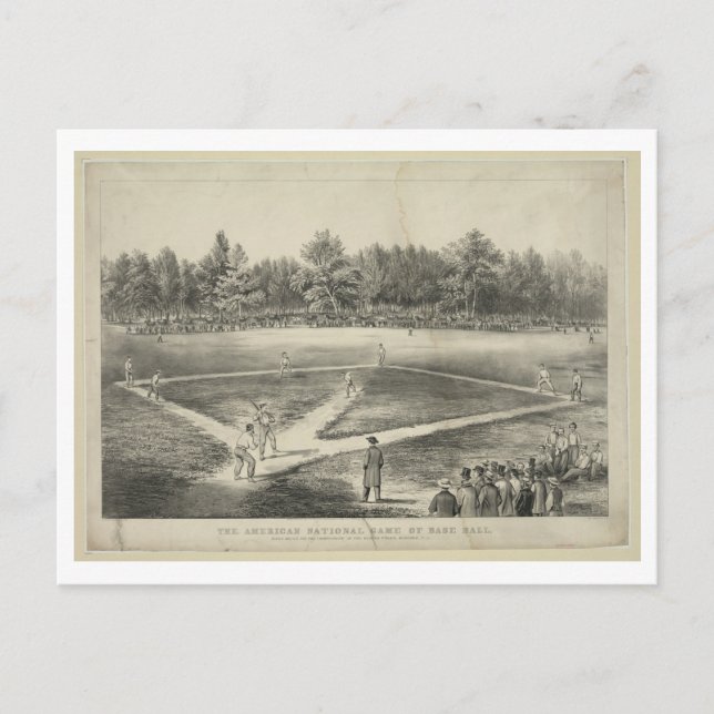 Championship Baseball, 1866, av Currier & Ives Vykort (Framsida)