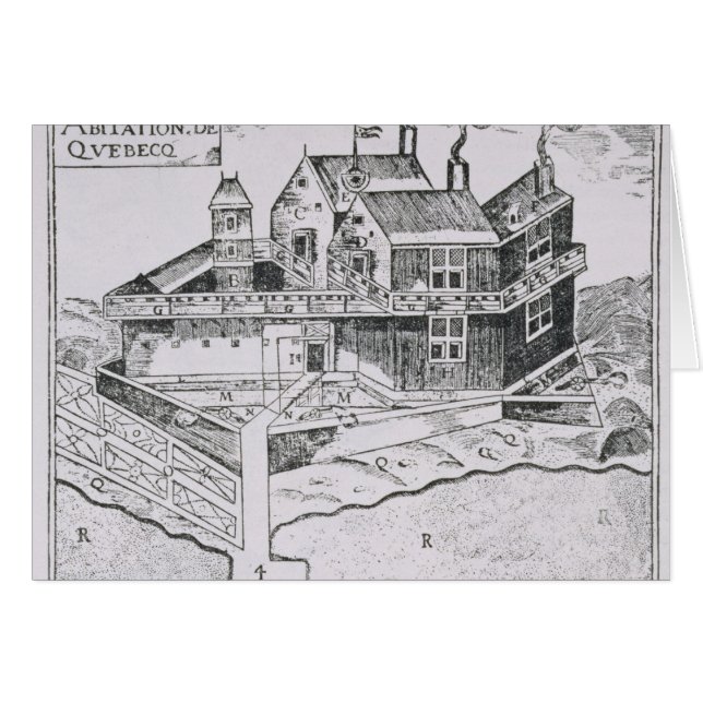 Champlains beskådar av Quebec Hälsningskort (Framsidan Horizontal)