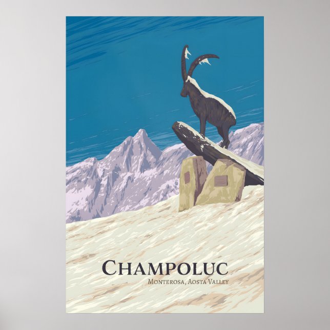 Champoluc Italien Skidort Reseskylt Poster (Framsidan)