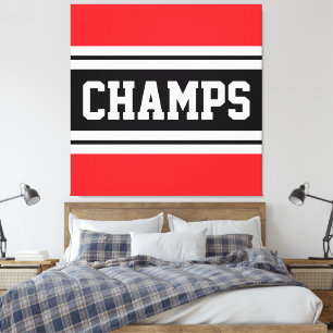 CHAMPS Bright Red Black White Tävla Rand Canvastryck